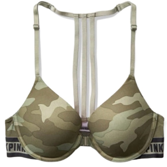 Victoria’s Secret PINK Wear Everywhere Push-Up Bra in a Green Camouflage Print - Picture 3 of 7